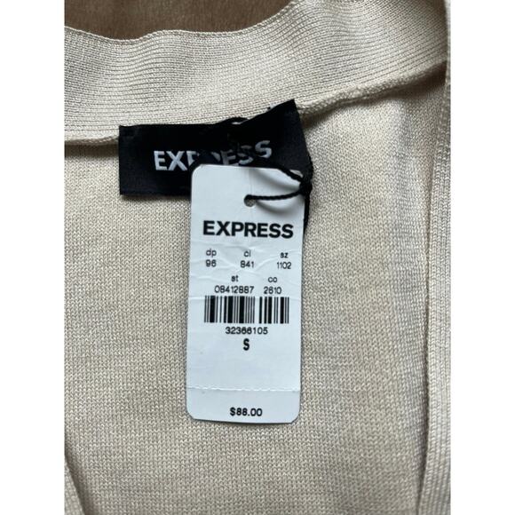 NWT Express Button Front V Neck Viscose Cardigan Sweater Women’s Sz Small Cream‎ - Picture 5 of 8